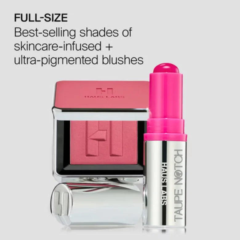 Blush duo set with pink compact and pink balm stick