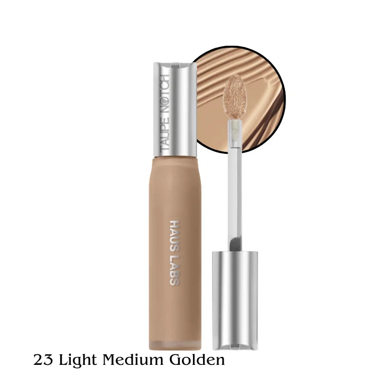 Haus Labs by Lady Gaga Triclone Skin Tech Hydrating + De-Puffing Concealer with Fermented Arnica in 23 light medium cool, a [neige] tube with a flat applicator 