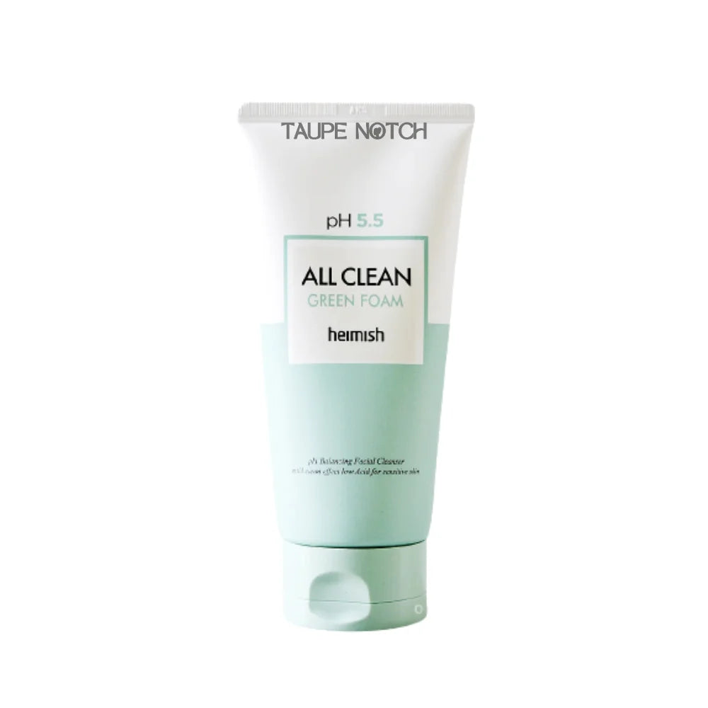 Heimish All Clean green foam cleanser tube with pH 5.5 label