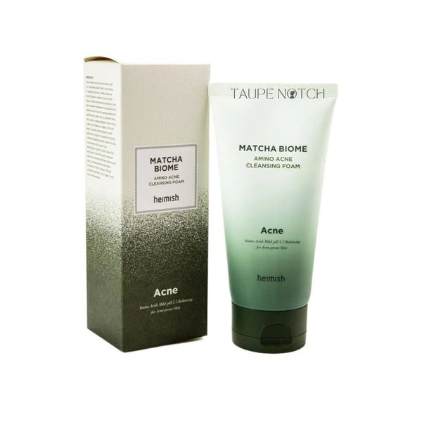 Amino acne cleansing foam tube with box, green-and-white label, squeeze-top cap