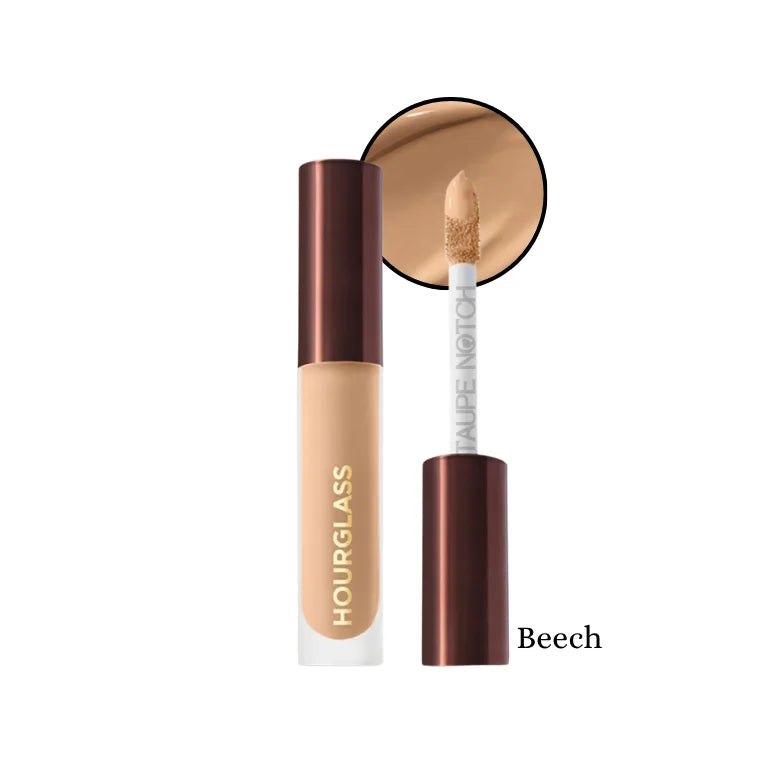 Airbrush concealer in Beech shade, squeeze tube and wand applicator.
