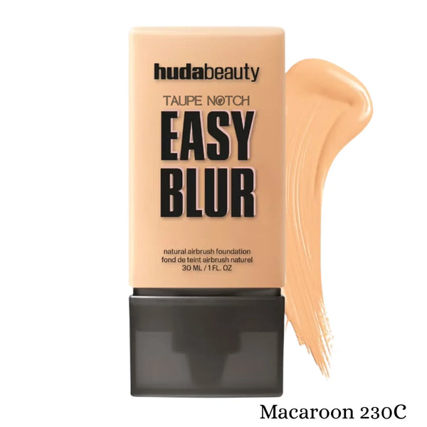 Airbrush foundation bottle, Macaroon 230C, with light golden cream swatch