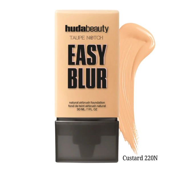 Huda Beauty Easy Blur foundation Custard 220N, with medium swatch