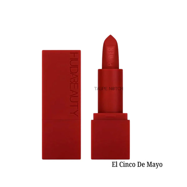 Matte bright red lipstick with bullet tip and red case