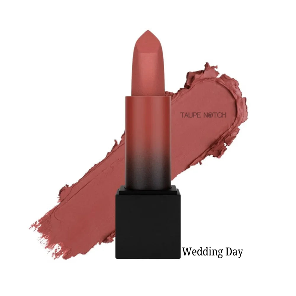 Matte mauve pink lipstick with bullet tip and black base