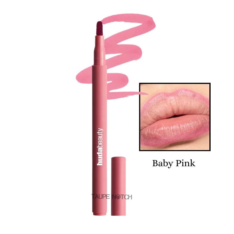 Lip contour lip stain, Baby Pink shade: dual-ended tube and lip swatch