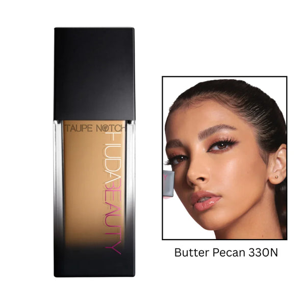Luminous matte foundation bottle in Butter Pecan 330N shade; black cap, frosted label.