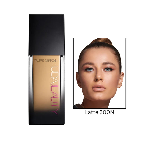 Luminous matte foundation bottle in Latte 300N shade; black cap, frosted label.