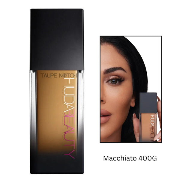 Luminous matte foundation bottle in Macchiato 400G shade; black cap, frosted label.