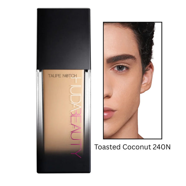 Luminous matte foundation bottle in Toasted Coconut 240N shade; black cap, frosted label.