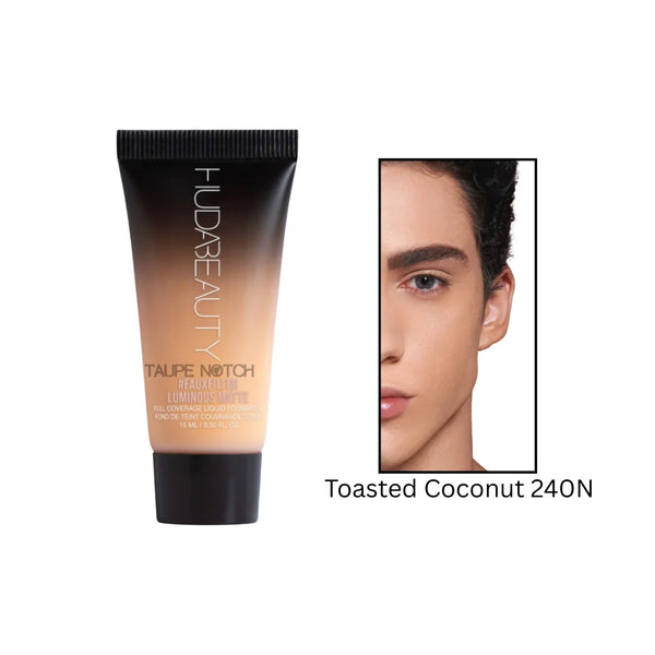 Huda Beauty luminous matte foundation tube, shade Toasted Coconut 240N