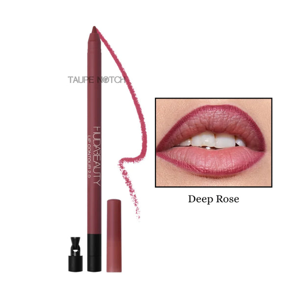 Matte lip contour pencil, Deep Rose shade, with lip swatch