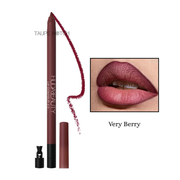 Matte lip contour pencil, Very Berry shade, with lip swatch