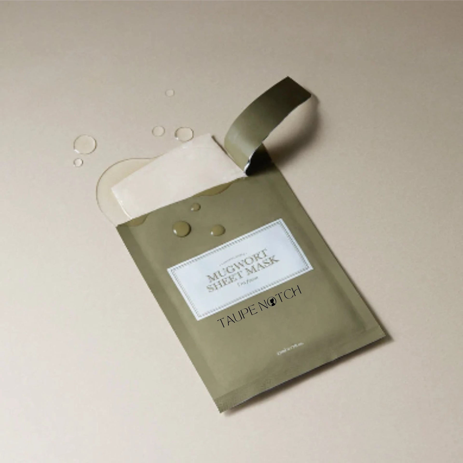 I'M FROM mugwort sheet mask pouch with ribbon, green sachet packaging