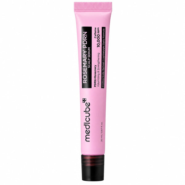 Medicube Rosemary PDRN scalp serum, pink tube with flip-top black cap