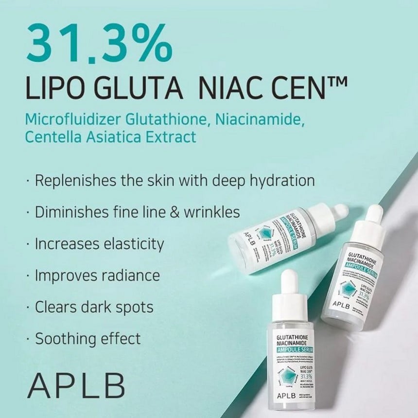 APLB glutathione niacinamide ampoule serum bottles with dropper, white