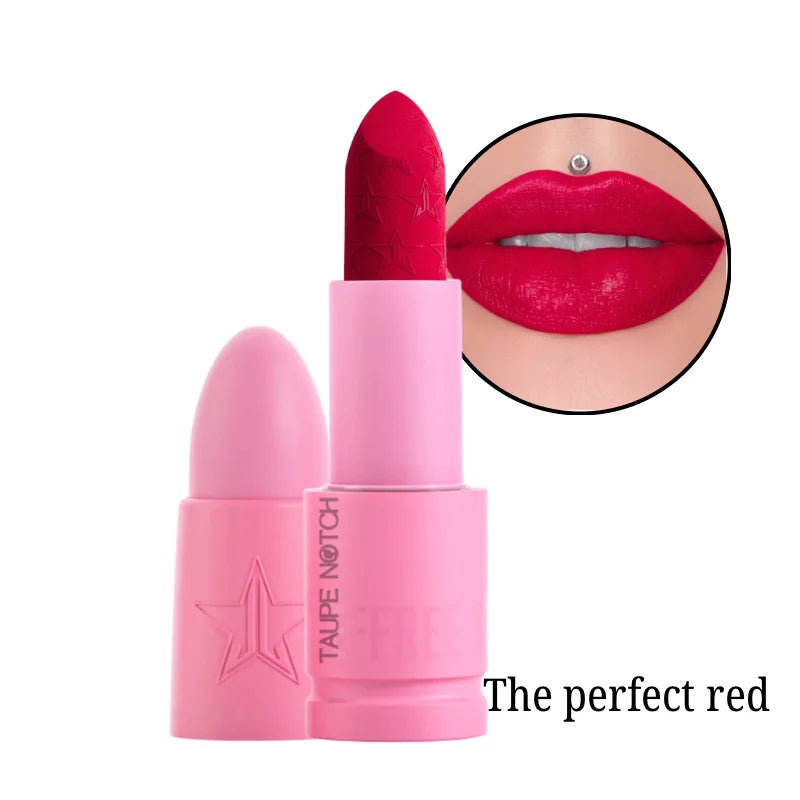 Velvet Trap lipstick, The Perfect Red shade with lip swatch
