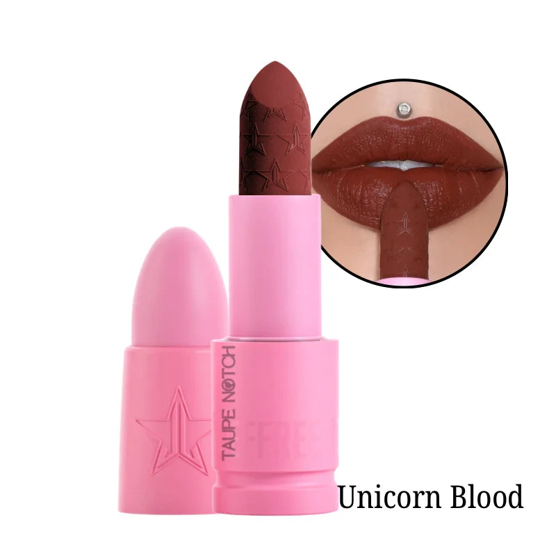 Velvet Trap lipstick, Unicorn Blood shade with lip swatch