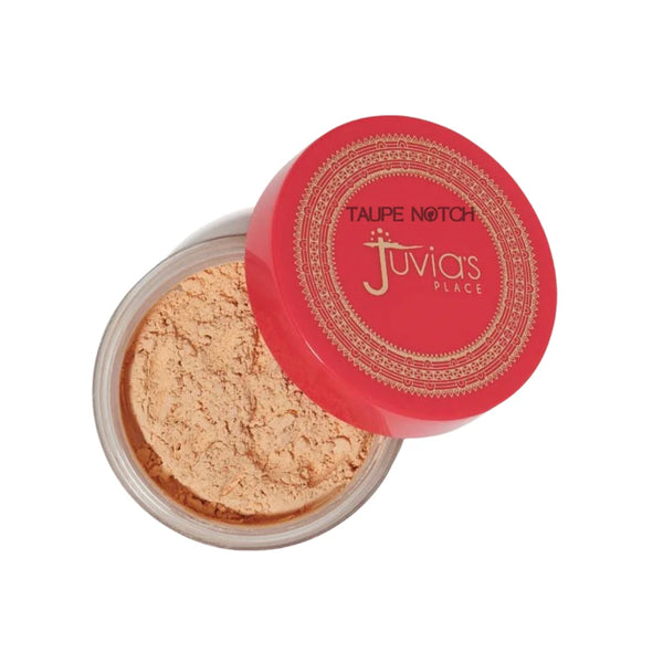 Loose setting powder jar with beige Sahara powder and red lid