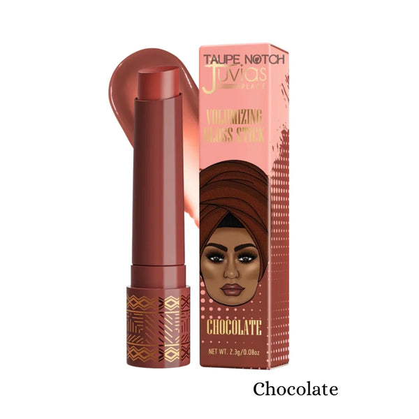 Volumizing gloss stick in Chocolate shade, with matching product box.