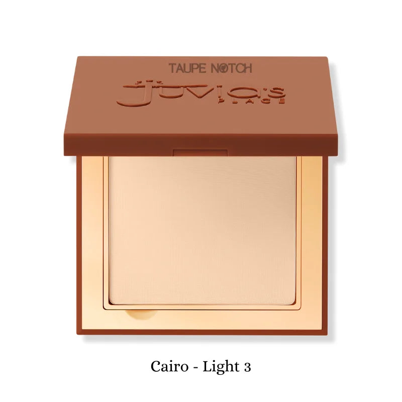 Powder foundation compact in Cairo Light 3, taupe notch label