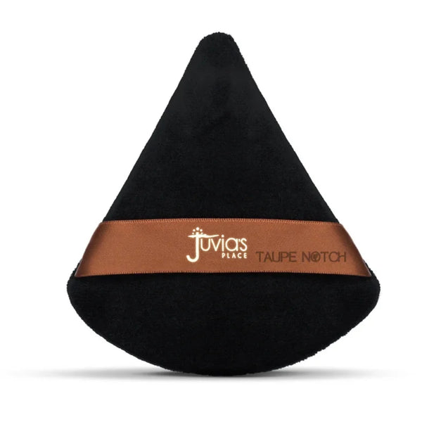 Black pyramid puff with taupe ribbon band