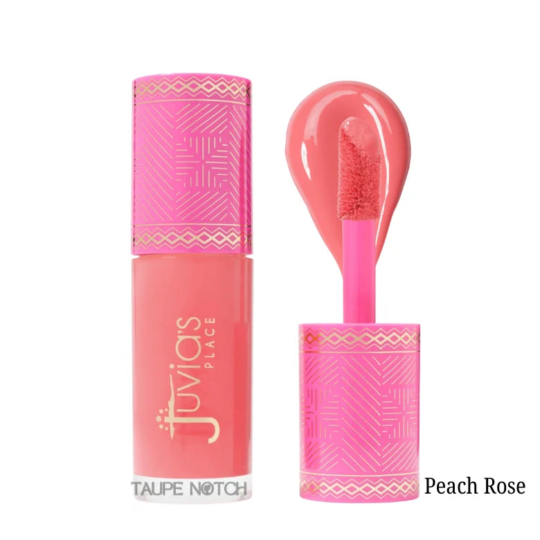 Liquid blush in Peach Rose shade, rosy pink liquid with pink applicator tip