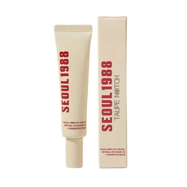 Retinal eye cream tube and box, light beige with red lettering.