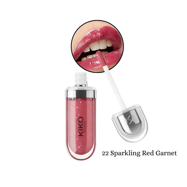 3D Hydra Lip Gloss in Sparkling Red Garnet, pink-red pearlescent tint