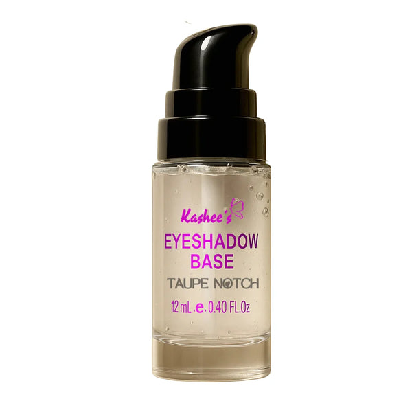 Eyeshadow base bottle in taupe shade with clear pump, 12 ml