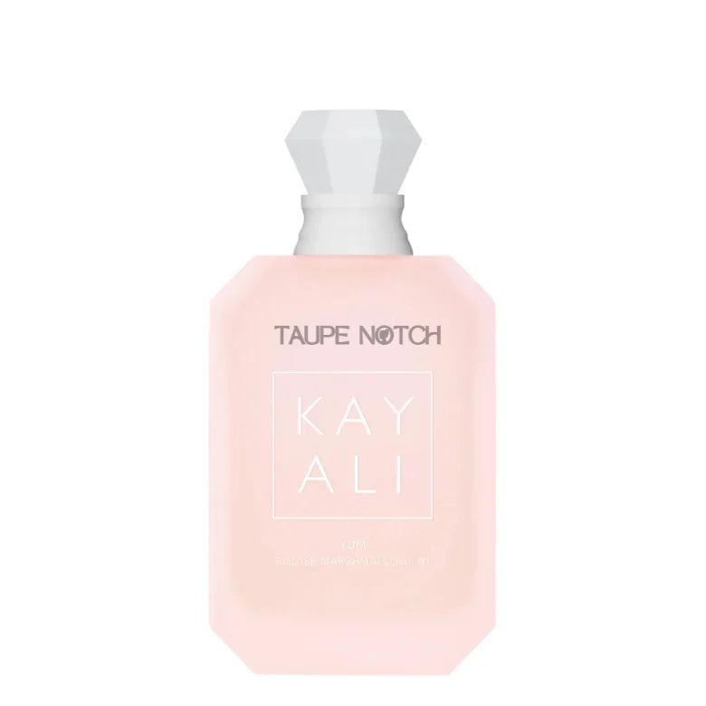 Pink KAYALI perfume bottle with white cap, TAUPE NOTCH and KAY ALI label