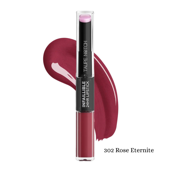 2-in-1 lipstick and lip balm, 302 Rose Eternite shade with pink applicator tube
