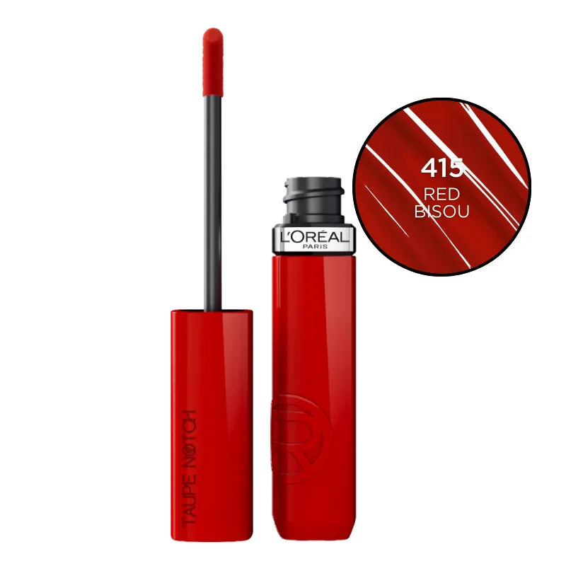 L'Oréal Infallible Lacque Resistance liquid lipstick in Red Bisou (415) shade