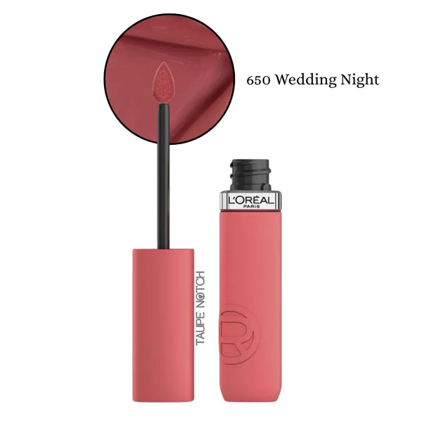 Matte liquid lipstick set, rosy coral shade with applicator and tube