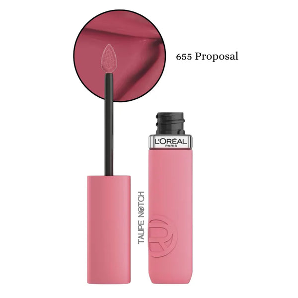 Matte liquid lipstick set, soft pink rose shade with applicator and tube