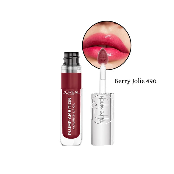 Lip oil with doe-foot applicator, Berry Jolie 490 (berry pink tint)