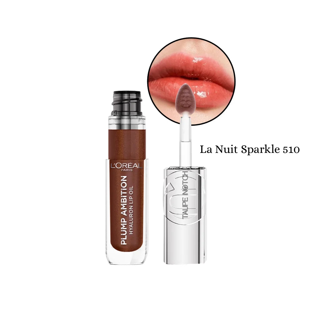 Lip oil with doe-foot applicator, La Nuit Sparkle 510 (brownish red tint)