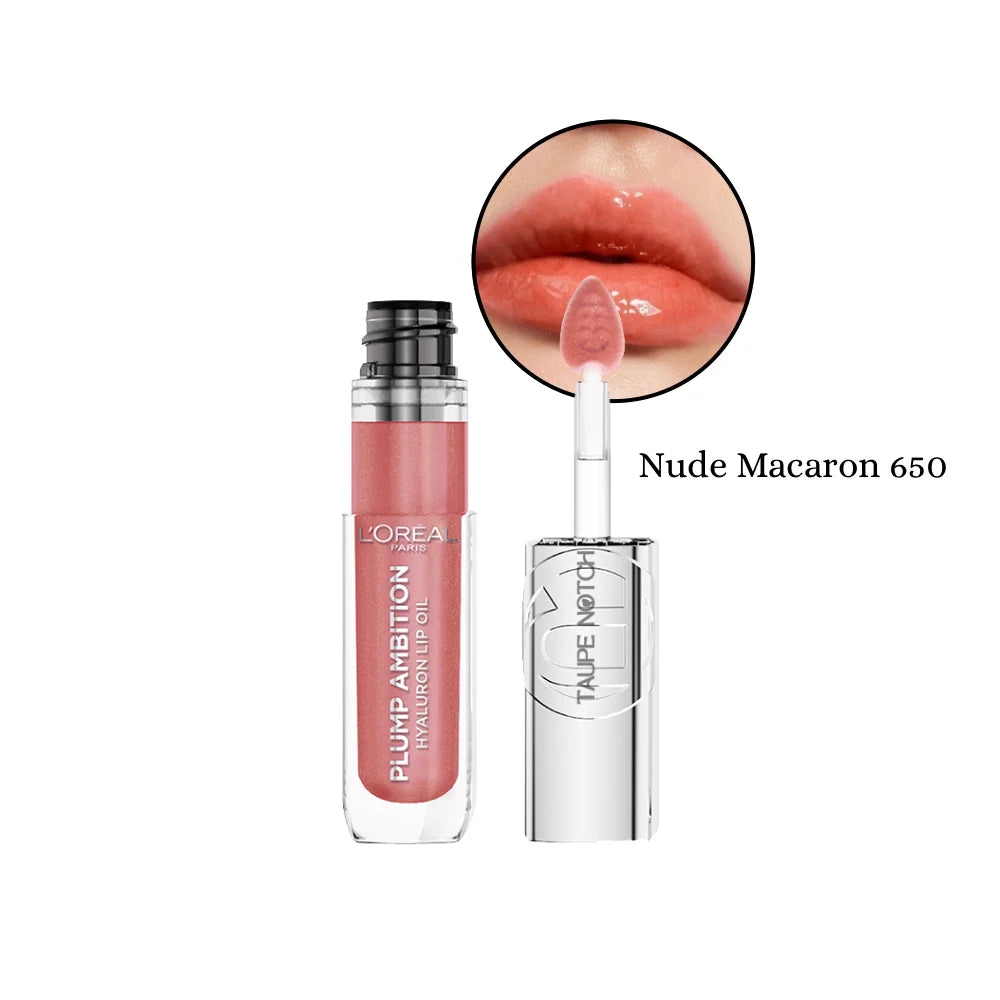 Lip oil with doe-foot applicator, Nude Macaron 650 (nude rosy tint)