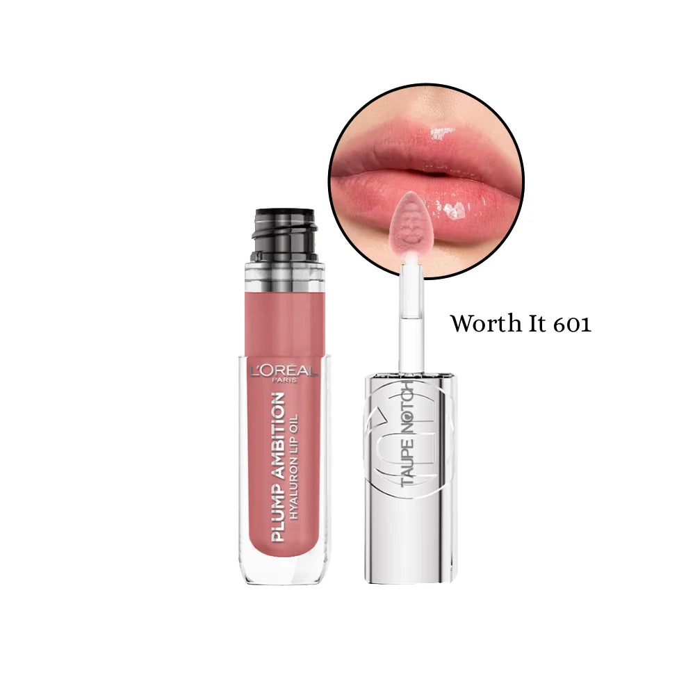 Lip oil with doe-foot applicator, Worth It 601 (soft pink-nude tint)