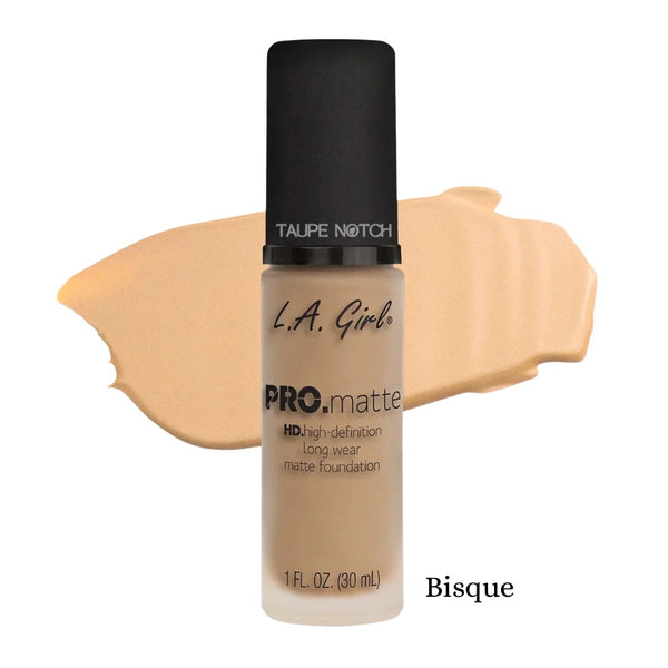 PRO.matte foundation bottle with swatch, Bisque