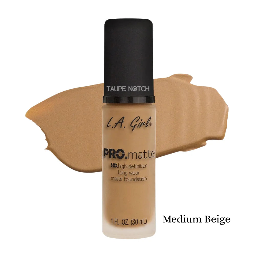 PRO.matte foundation bottle with swatch, Medium Beige