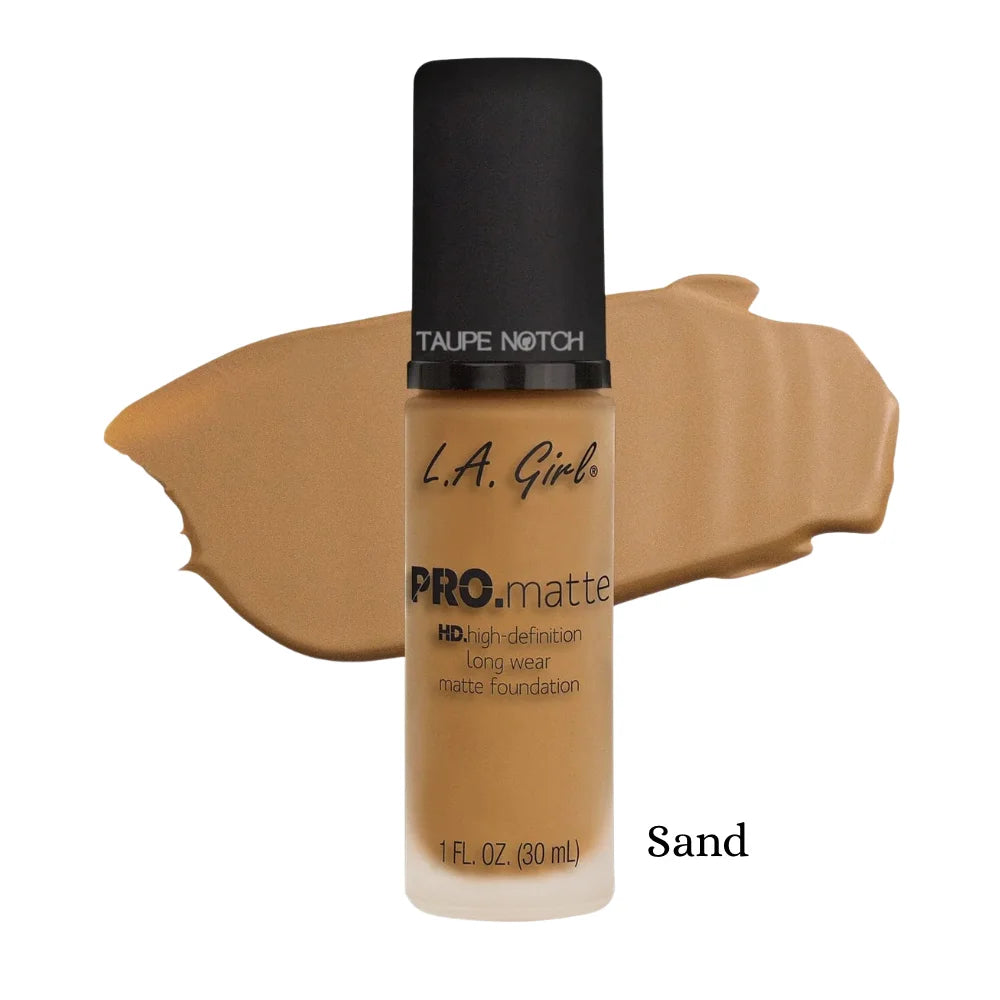 PRO.matte foundation bottle with swatch, Sand