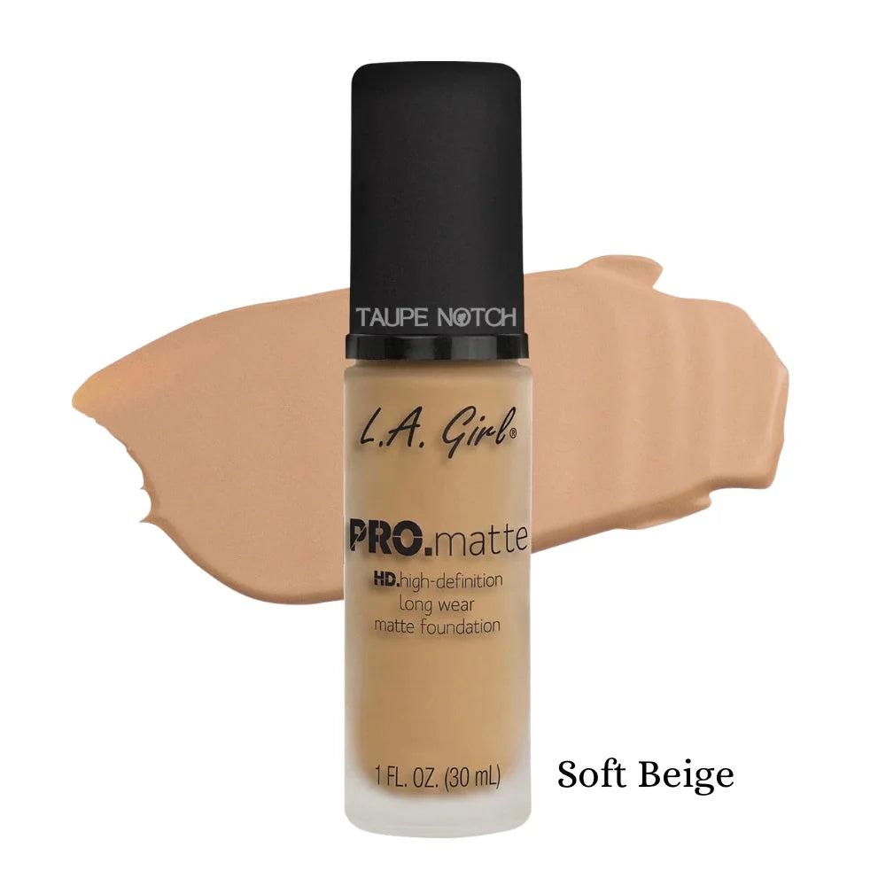 PRO.matte foundation bottle with swatch, Soft Beige