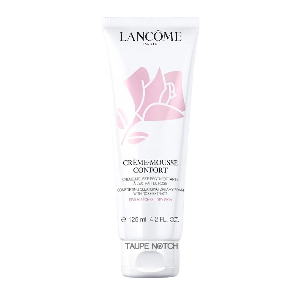 Lancome foaming facial cleanser tube, white with pink logo, 125 ml