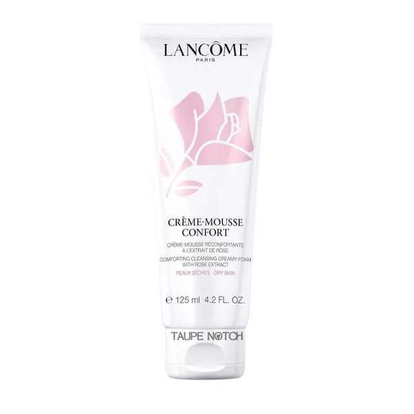 Lancome foaming facial cleanser tube, white with pink logo, 125 ml