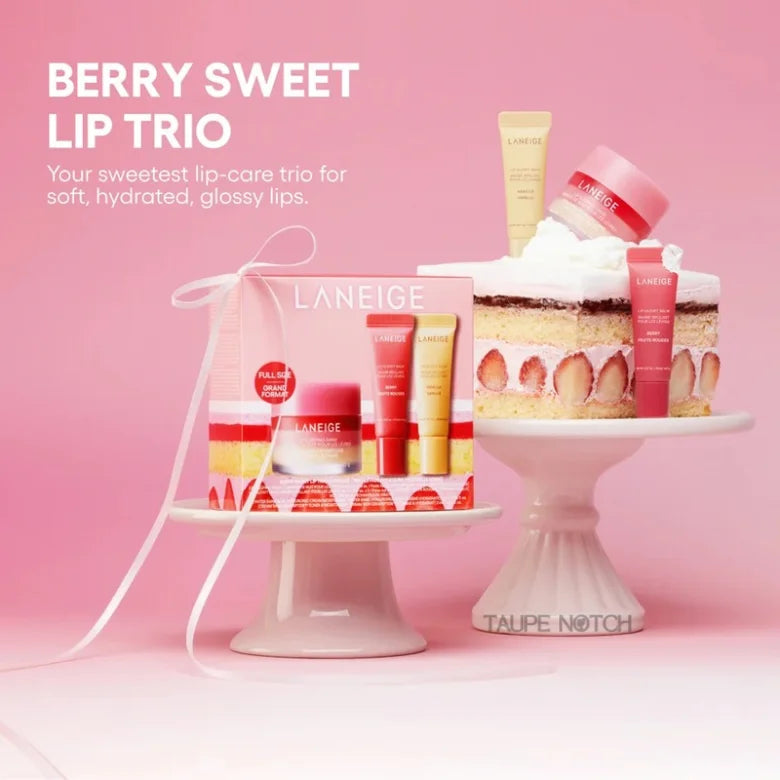 Laneige lip trio set with lip balms and lip sleeping mask, berry sweet