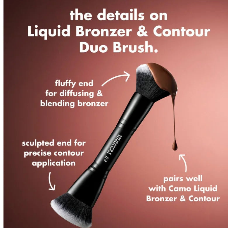 e.l.f. Cosmetics dual-ended bronzer contour brush FSC certified wood handle

