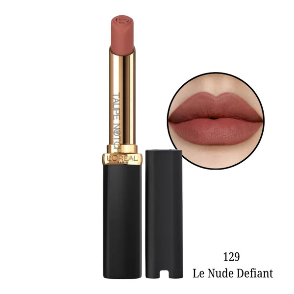 Loreal Color Riche matte volume lipstick, muted rose-brown shade 129 Le Nude Defiant