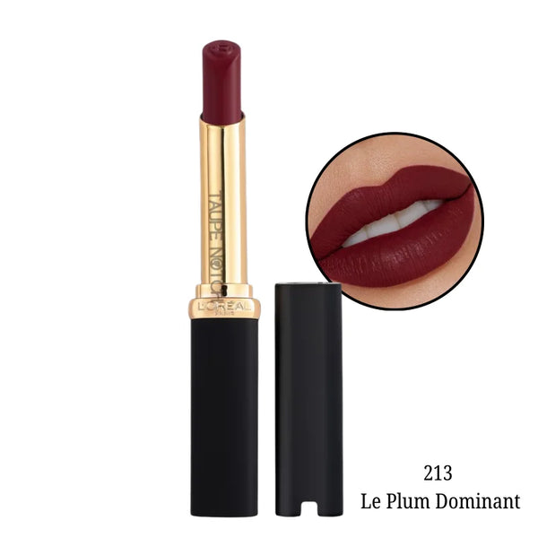 Loreal Color Riche matte volume lipstick, deep plum shade 213 Le Plum Dominant