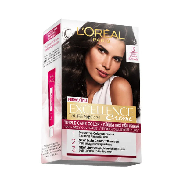 L'Oréal Excellence Taupe Notch Creme hair dye box, dark shade 3
